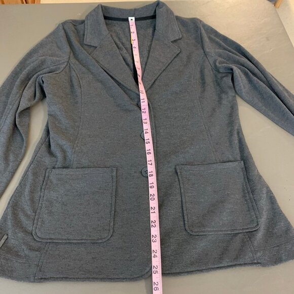 LOLE Womens L Knit Blazer Jacket 3 Button Gray Pockets Cozy Work Office Stretch - Picture 11 of 14